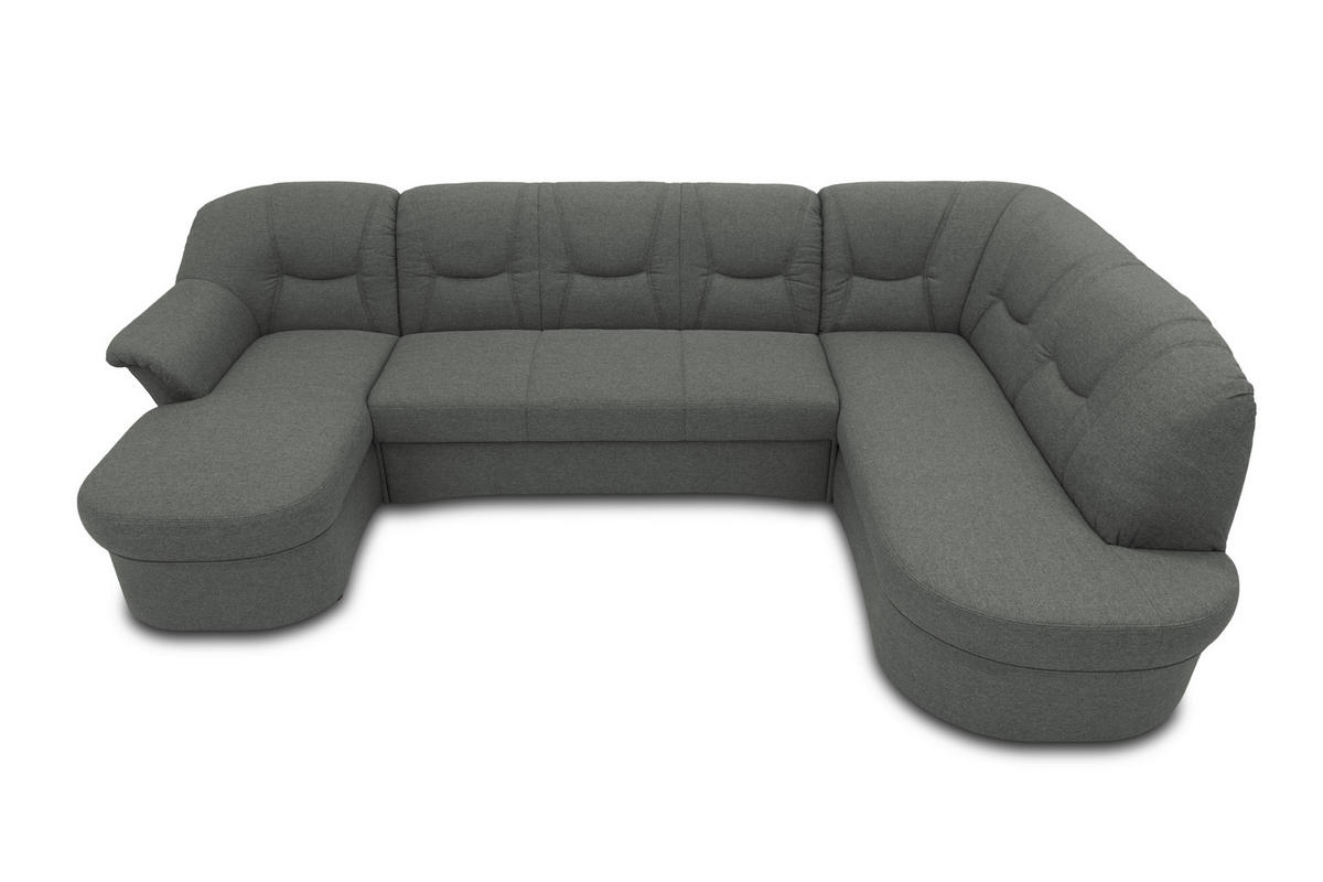 WOHNLANDSCHAFT Dunkelgrau Mikrofaser  - Dunkelgrau/Schwarz, KONVENTIONELL, Kunststoff/Textil (146/295/180cm) - MID.YOU