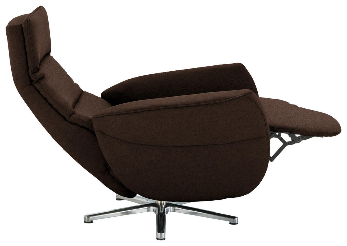 RELAXSESSEL Textil Dunkelbraun  - Chromfarben/Dunkelbraun, Design, Textil/Metall (78/113/83cm) - Beldomo Speed