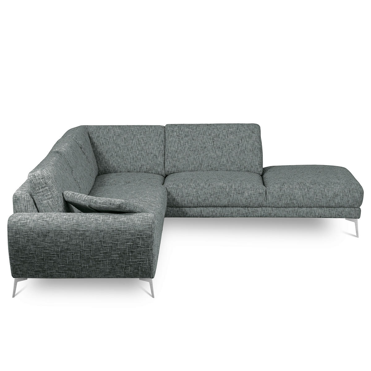 ECKSOFA  Webstoff Anthrazit  - Chromfarben/Anthrazit, Design, Textil/Metall (273/250cm) - Livetastic