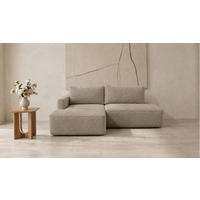 ECKSOFA FREDO Hellbraun Bouclé  - Hellbraun/Schwarz, Design, Kunststoff/Textil (150/233cm) - MID.YOU