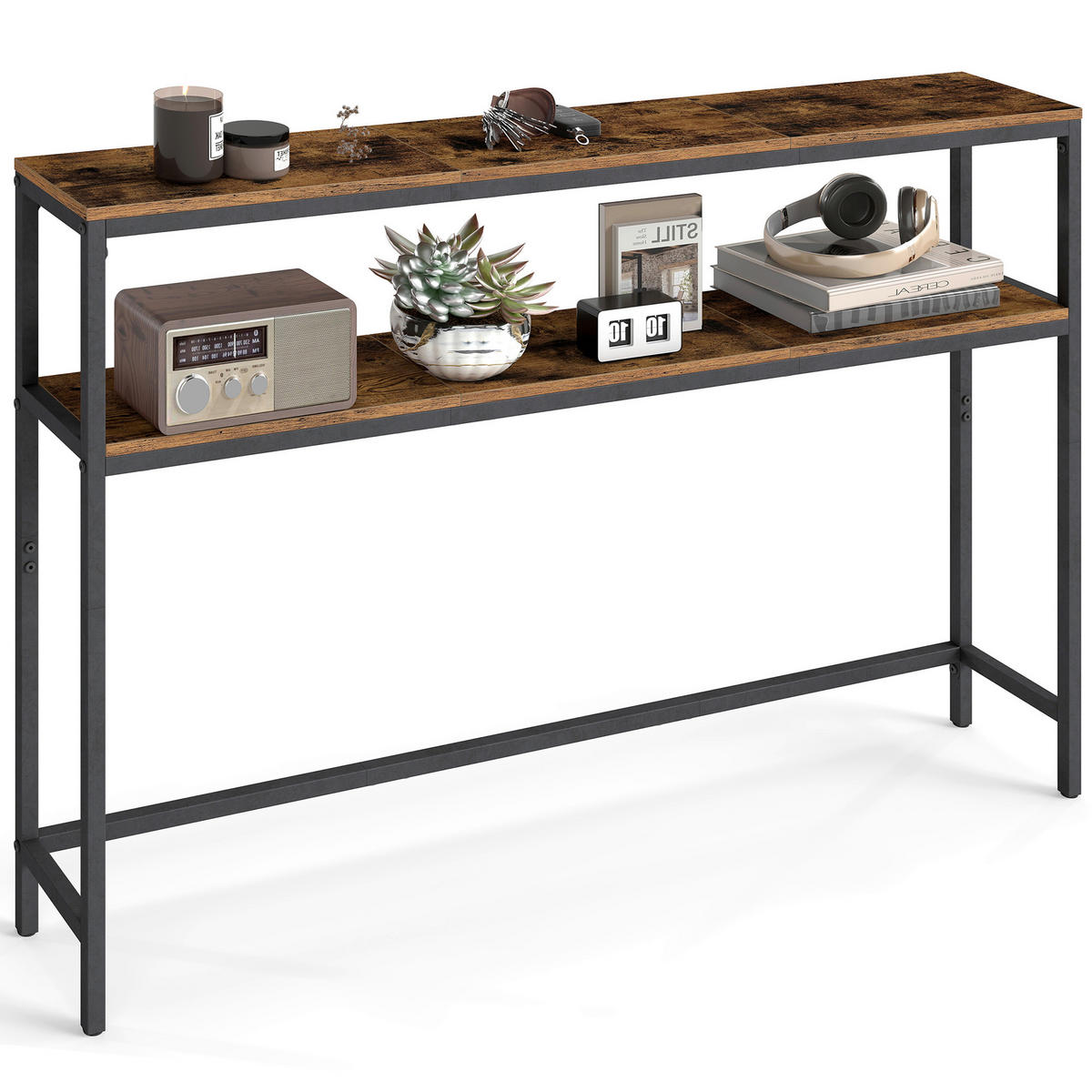 KONSOLENTISCH Schwarz, Dunkelbraun  - Dunkelbraun/Schwarz, Trend, Holzwerkstoff/Metall (120/20/80cm) - Boxxx
