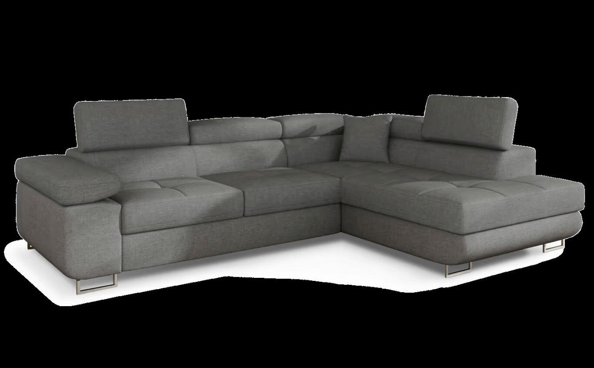ECKSOFA  Grau Textilgeflecht  - Chromfarben/Grau, Design, Textil/Metall (272/203cm) - MID.YOU