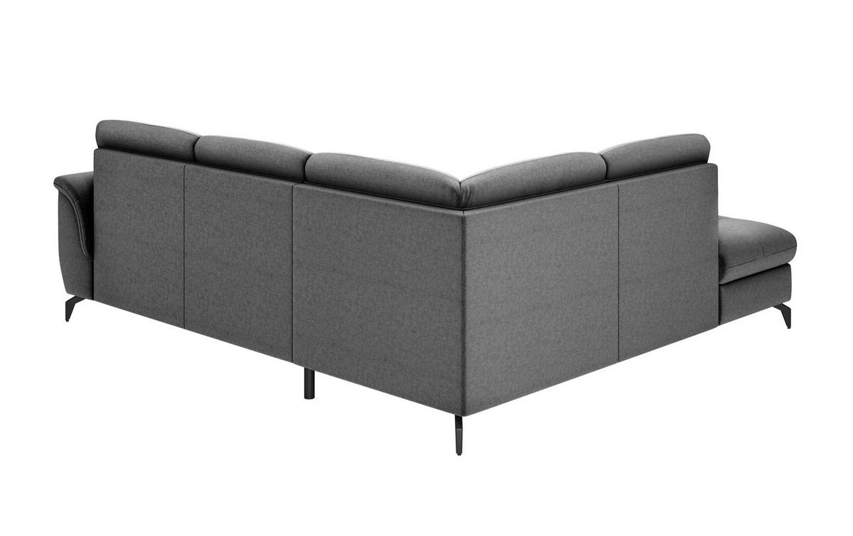 ECKSOFA in Flachgewebe Dunkelgrau  212/244 cm  - Dunkelgrau/Schwarz, MODERN, Textil/Metall (212/244cm) - Sit & More