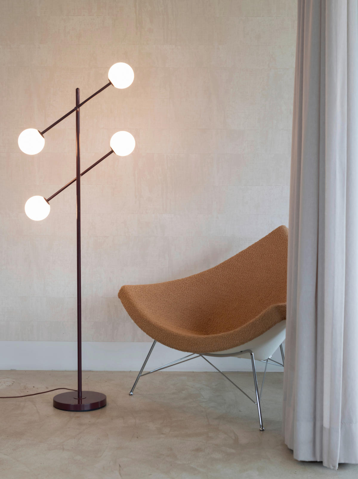 STEHLEUCHTE 47,5/63,5/165 cm    - Bordeaux/Weiß, Design, Glas/Metall (47,5/63,5/165cm) - It's about Romi