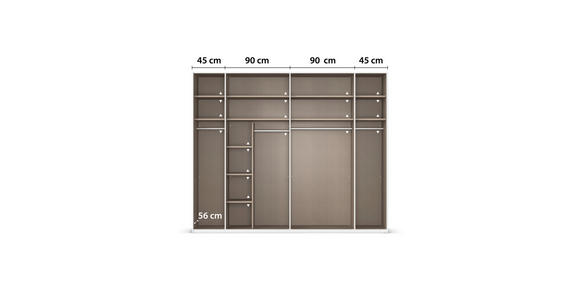 SCHWEBETÜRENSCHRANK 271/223/68 cm 2-türig Graphitfarben  - Graphitfarben, Design, Glas/Holzwerkstoff (271/223/68cm) - Xora