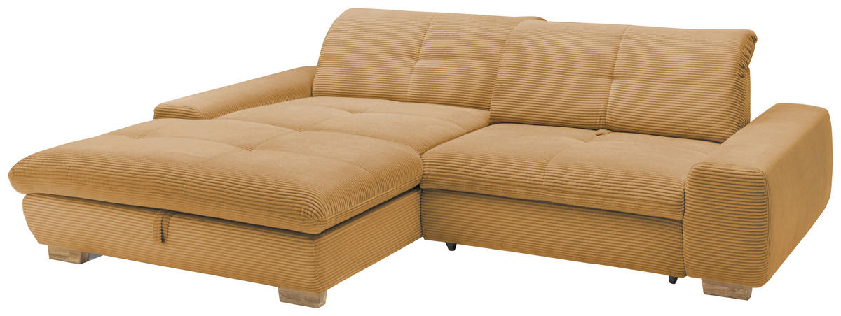 ECKSOFA Honig Cord  - Eichefarben/Honig, Design, Holz/Textil (198/276cm) - SetOne by Musterring