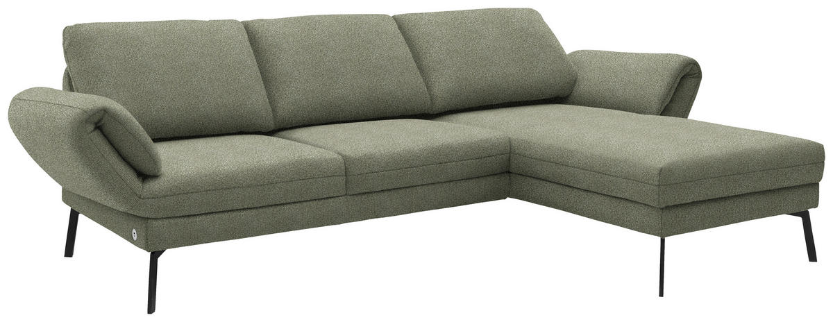 ECKSOFA  in Flachgewebe Salbeigrün  255-365/175-224 cm  - Salbeigrün/Schwarz, Design, Textil/Metall (255-365/175-224cm) - Dieter Knoll
