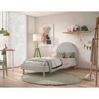 KINDER-/JUNIORBETT - Naturfarben/Grau, ROMANTIK / LANDHAUS, Holz/Textil (90/200cm) - MID.YOU