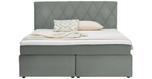 BOXSPRINGBETT 180/200 cm in Hellgrau - Hellgrau/Schwarz, Design, Kunststoff/Textil (180/200cm) - Xora