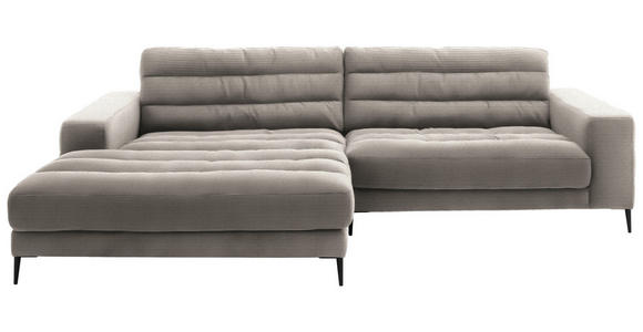 ECKSOFA Badia in Cord Sandfarben  207/296 cm  - Sandfarben/Schwarz, Design, Textil/Metall (207/296cm) - Dieter Knoll