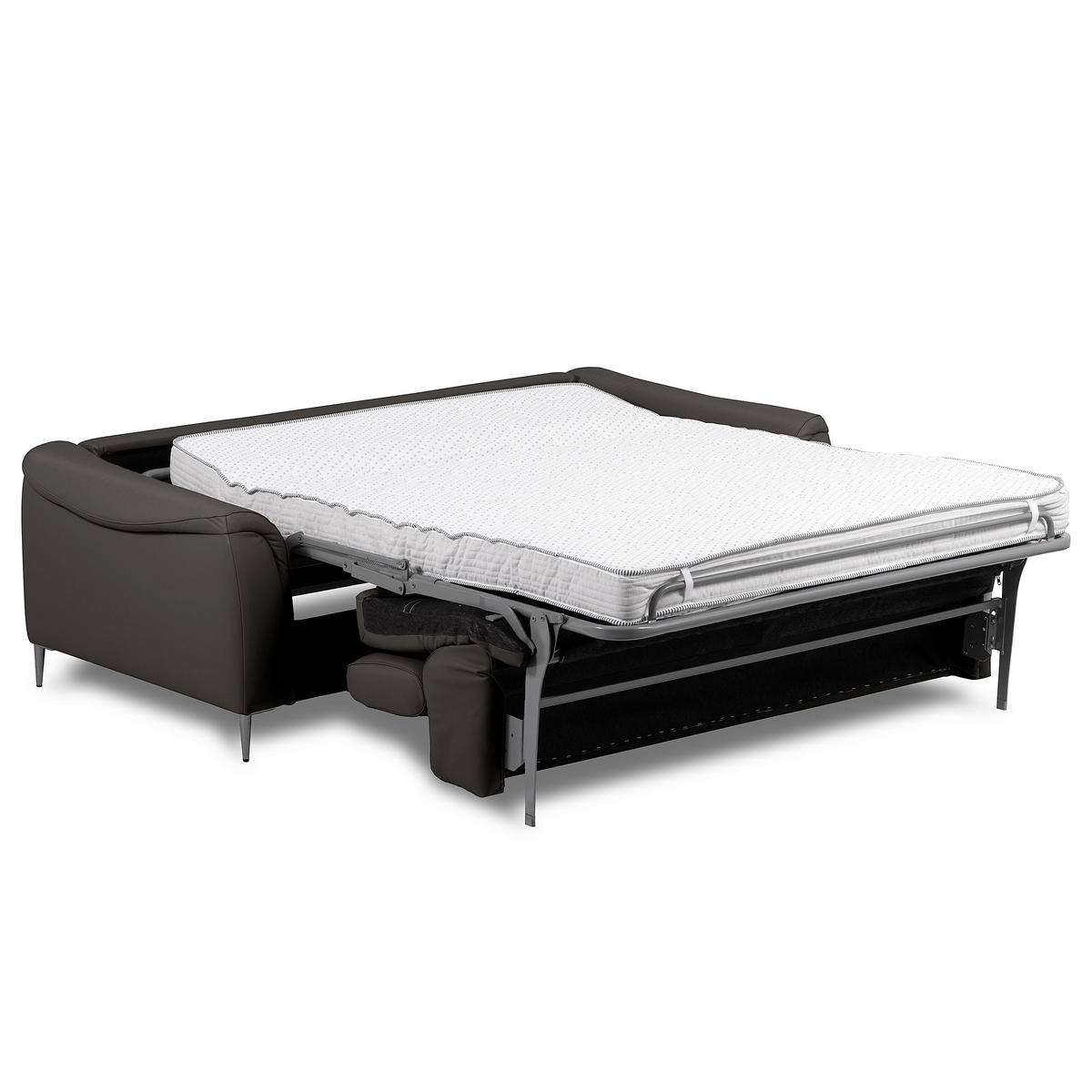 SCHLAFSOFA PAFOS Dunkelbraun Echtleder Lederlook  - Dunkelbraun/Schwarz, Design, Leder/Textil (203/77-98/103cm) - MID.YOU