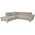ECKSOFA inkl. Funktionen Ecru Webstoff  - Ecru/Silberfarben, Design, Textil/Metall (226/257cm) - Xora