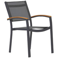 STAPELSESSEL Aluminium Anthrazit, Braun  - Anthrazit/Braun, MODERN, Kunststoff/Textil (66/86/56cm) - Ambia Garden