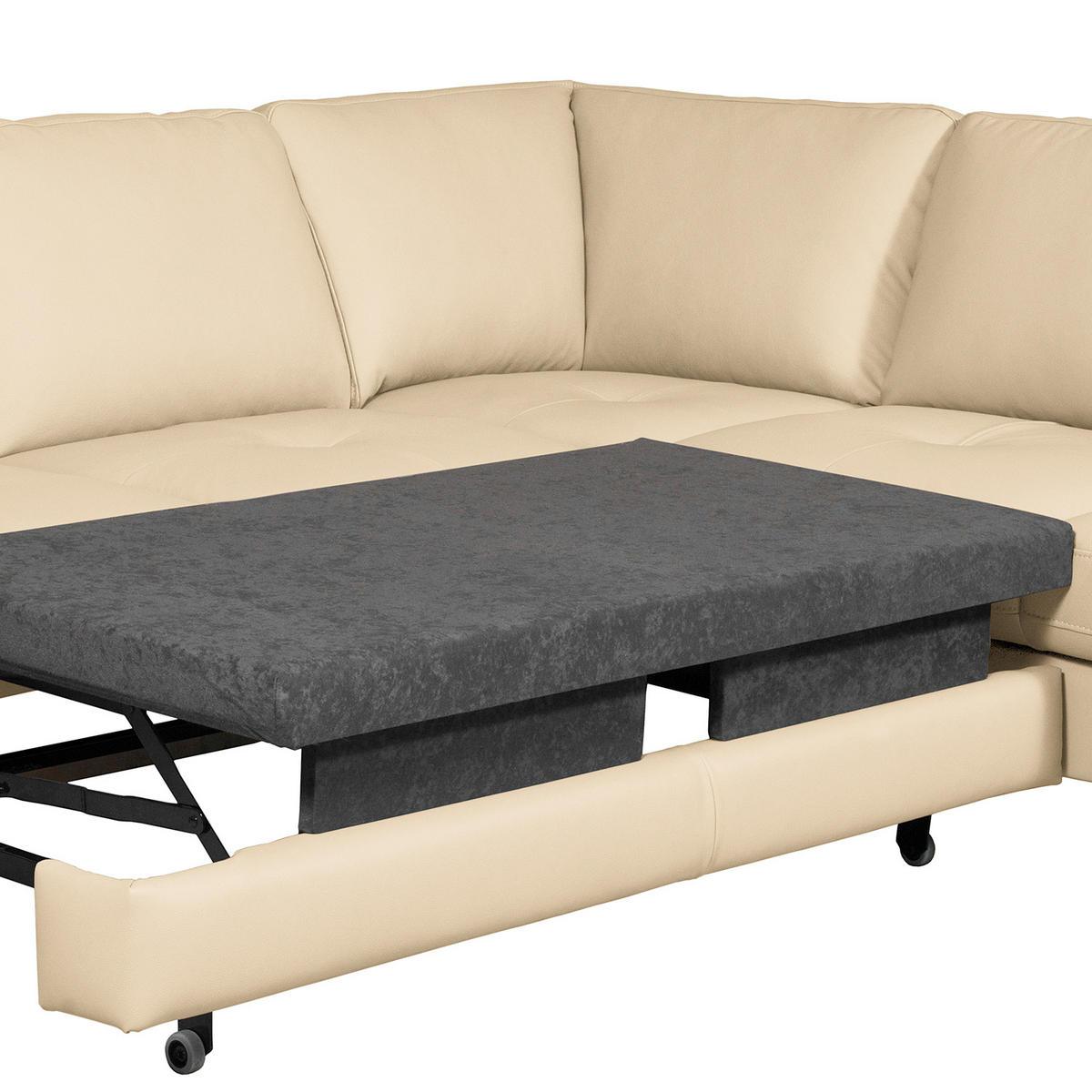 ECKSOFA Lederlook Echtleder Beige  - Beige/Buchefarben, Design, Leder/Holz (234/190cm) - Livetastic