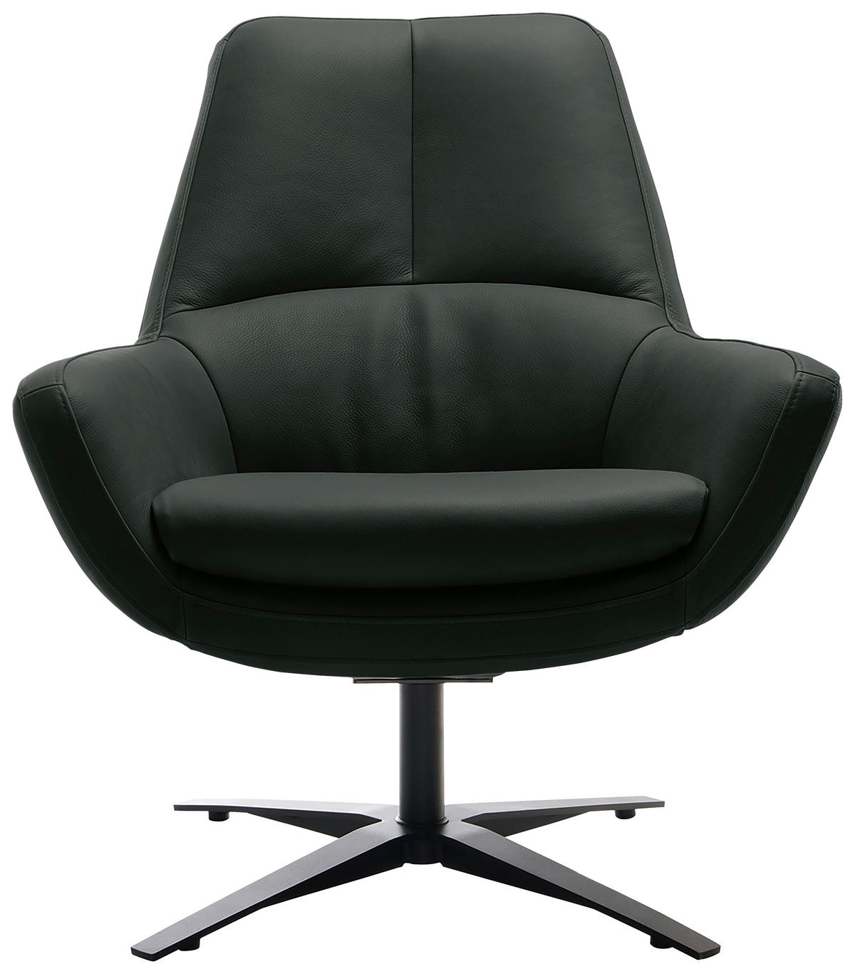 SESSEL BE ORGANIC Echtleder Schwarz    - Schwarz, MODERN, Leder/Metall (81/92/83cm) - Trendmanufaktur