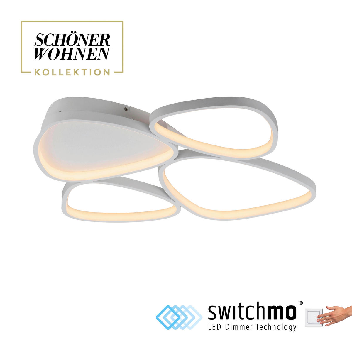 LED-DECKENLEUCHTE 69,5/66/6,2 cm   - Weiß, Design, Kunststoff/Metall (69,5/66/6,2cm) - Schöner Wohnen