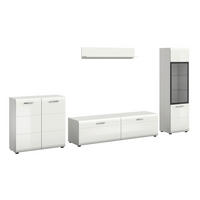 REGAL ZA DNEVNI BORAVAK bijela, bijela visoki sjaj   - bijela/srebrne boje, Design, staklo/drvni materijal (305/160/41cm) - Livetastic