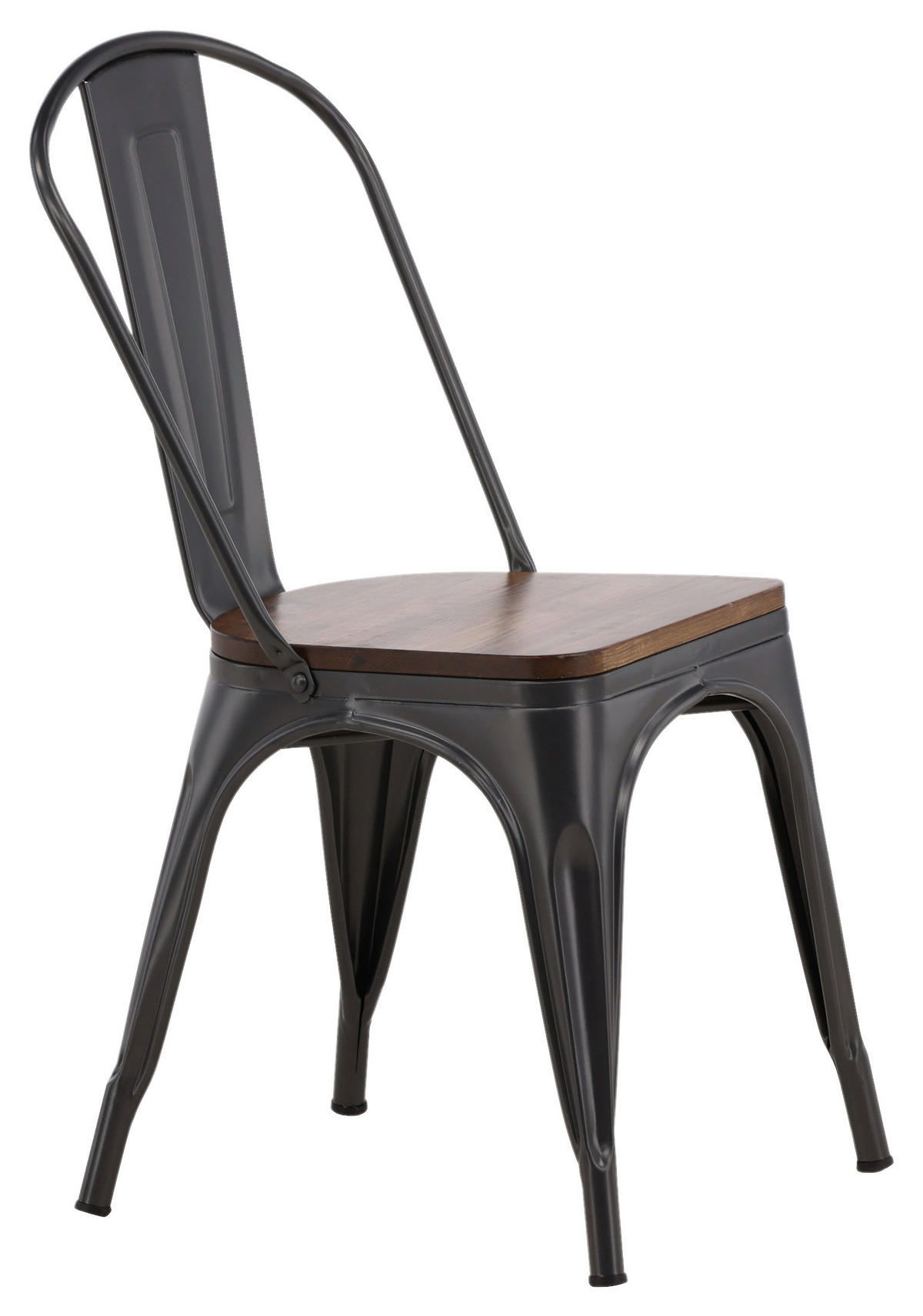 STUHL-SET  in Stahl  - Dunkelgrau/Dunkelbraun, Design, Holz/Metall (36/85/51cm) - Livetastic