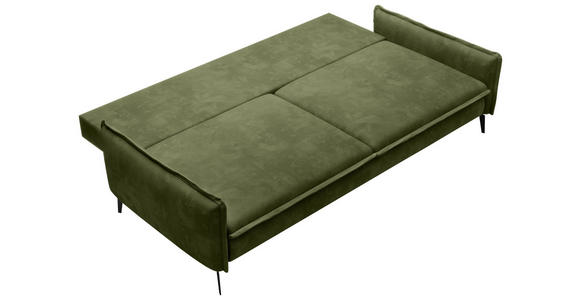 SCHLAFSOFA in Chenille Olivgrün - Schwarz/Olivgrün, KONVENTIONELL, Textil/Metall (223/89/107cm) - Carryhome