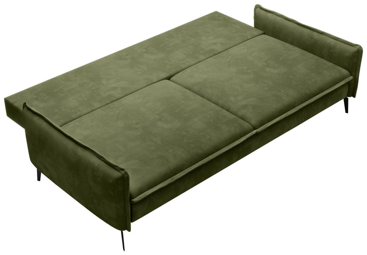 SCHLAFSOFA Chenille Olivgrün  - Schwarz/Olivgrün, KONVENTIONELL, Textil/Metall (223/89/107cm) - Carryhome