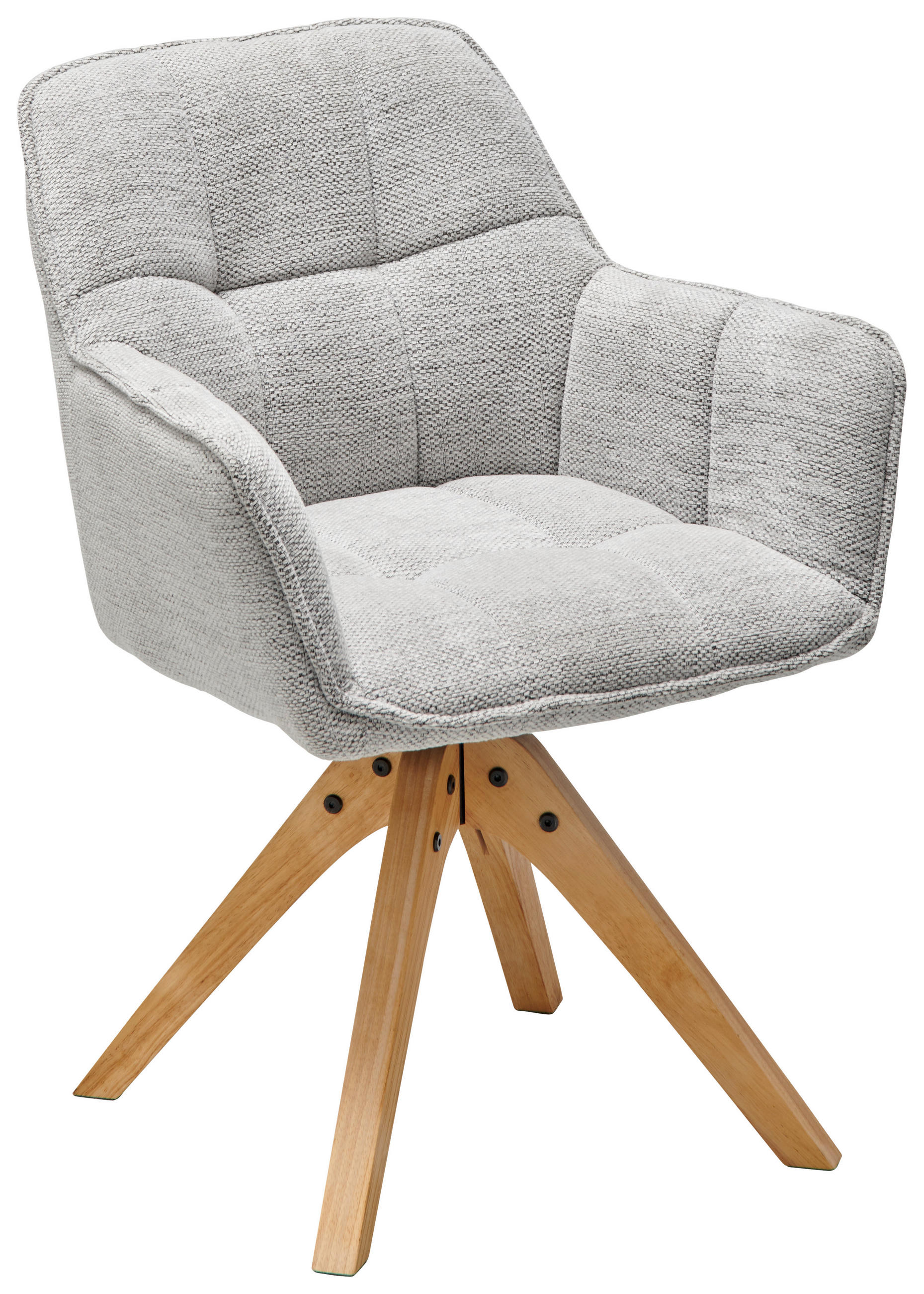 ARMLEHNSTUHL  in Webstoff  - Eichefarben/Hellgrau, Lifestyle, Holz/Textil (63/83/61cm) - MID.YOU