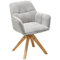 ARMLEHNSTUHL  in Webstoff  - Eichefarben/Hellgrau, Lifestyle, Holz/Textil (63/83/61cm) - MID.YOU