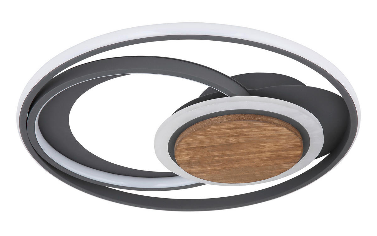 LED-DECKENLEUCHTE 45 W  49,5/8 cm    - Dunkelbraun/Opal, Design, Holz/Kunststoff (49,5/8cm) - Globo
