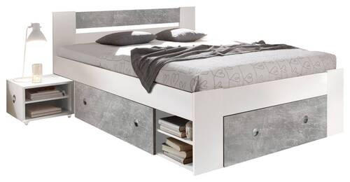 MID.YOU ZOSTAVA S POSTEĽOU, 140/200 cm, sivá, biela