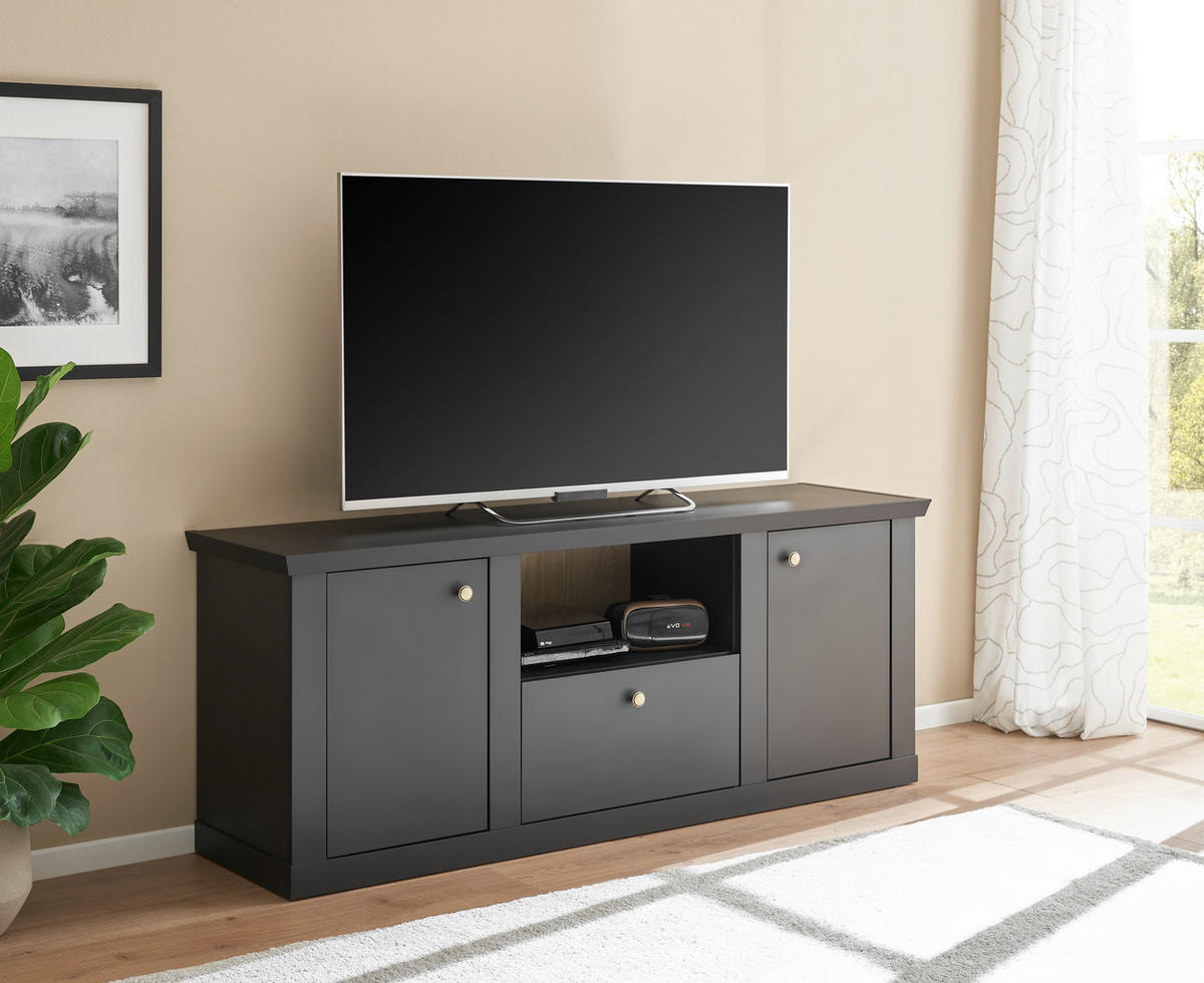 LOWBOARD  158/62/42 cm 1 Schublade(n) Typenauswahl, stehend  - Eichefarben/Messingfarben, Design, Holzwerkstoff/Metall (158/62/42cm) - MID.YOU