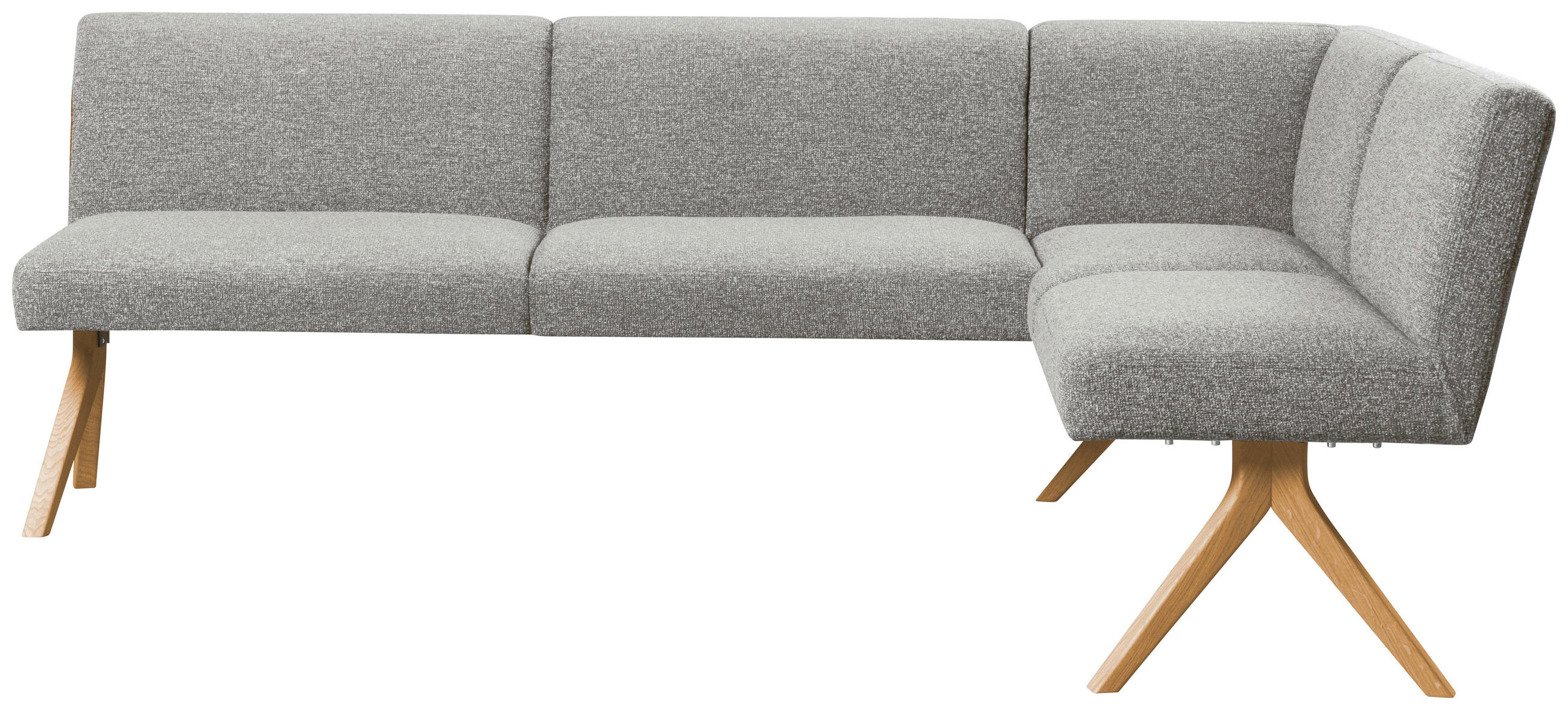 ECKBANK 238/172 cm Webstoff Hellgrau Eiche vollmassiv   - Eichefarben/Hellgrau, KONVENTIONELL, Holz/Textil (238/172cm) - Linea Natura
