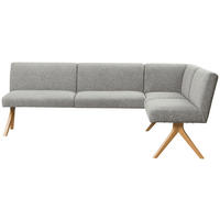ECKBANK 238/172 cm Webstoff Hellgrau Eiche vollmassiv   - Eichefarben/Hellgrau, KONVENTIONELL, Holz/Textil (238/172cm) - Linea Natura