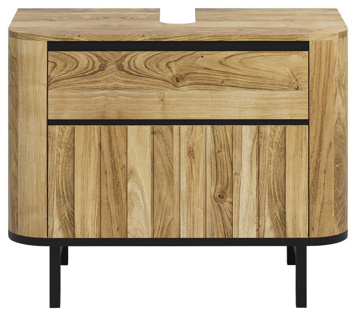 WASCHBECKENUNTERSCHRANK 82/65/42 cm  - Schwarz/Naturfarben, Natur, Holz/Metall (82/65/42cm) - Livetastic