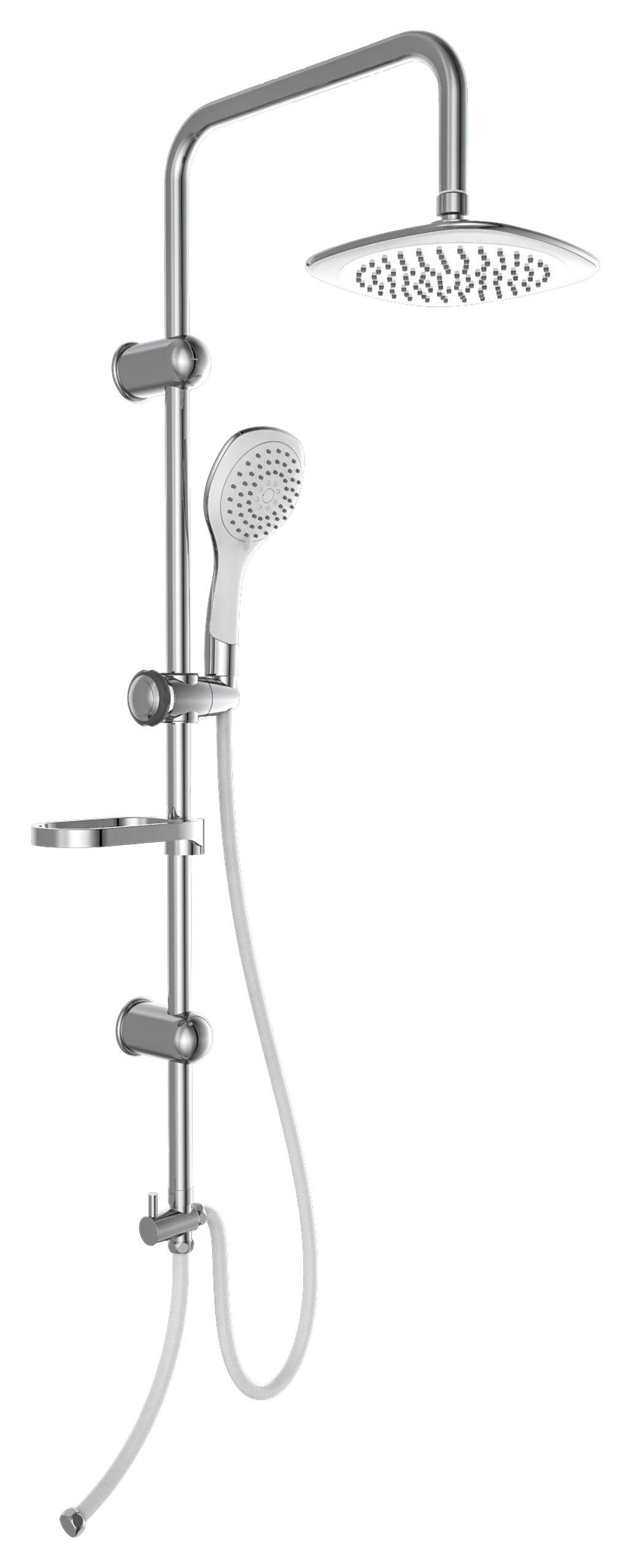 ÜBERKOPFBRAUSESET  - Chromfarben/Weiß, Basics, Kunststoff/Metall (2,2/100,5/34cm)