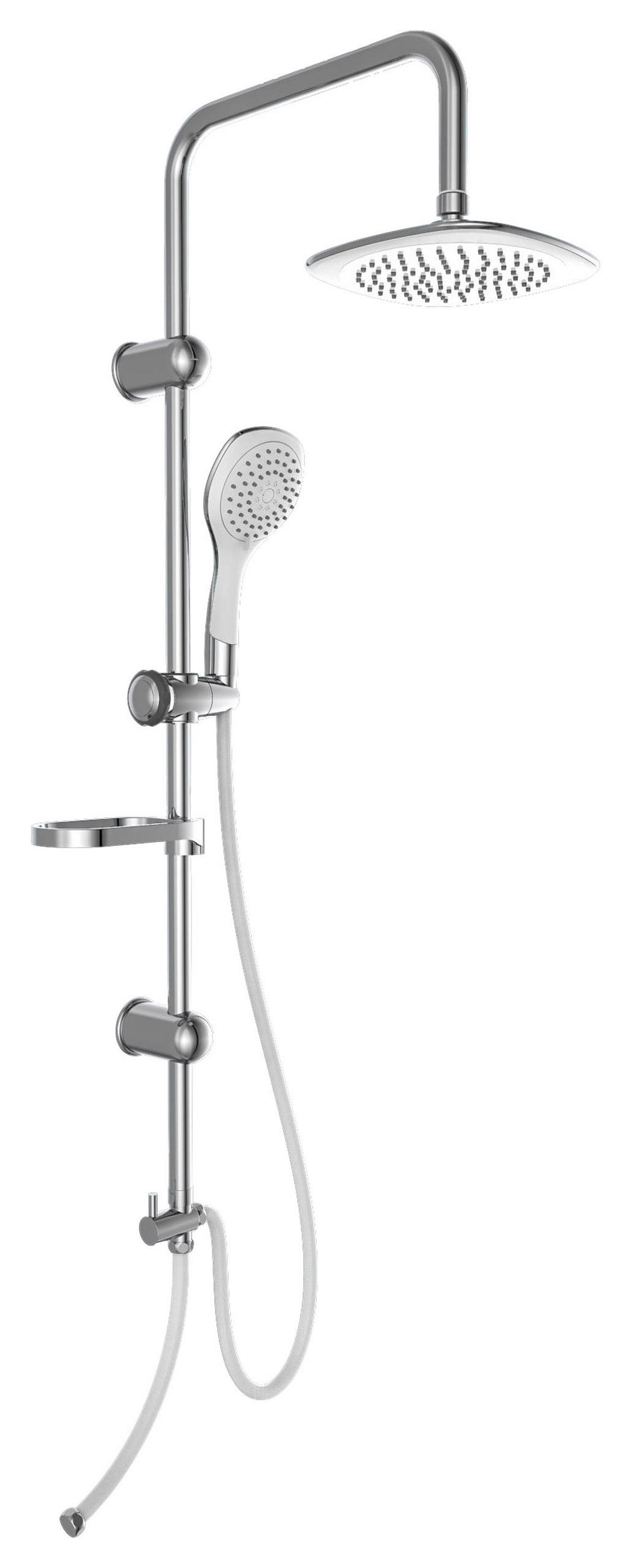 ÜBERKOPFBRAUSESET  - Chromfarben/Weiß, Basics, Kunststoff/Metall (2,2/100,5/34cm)