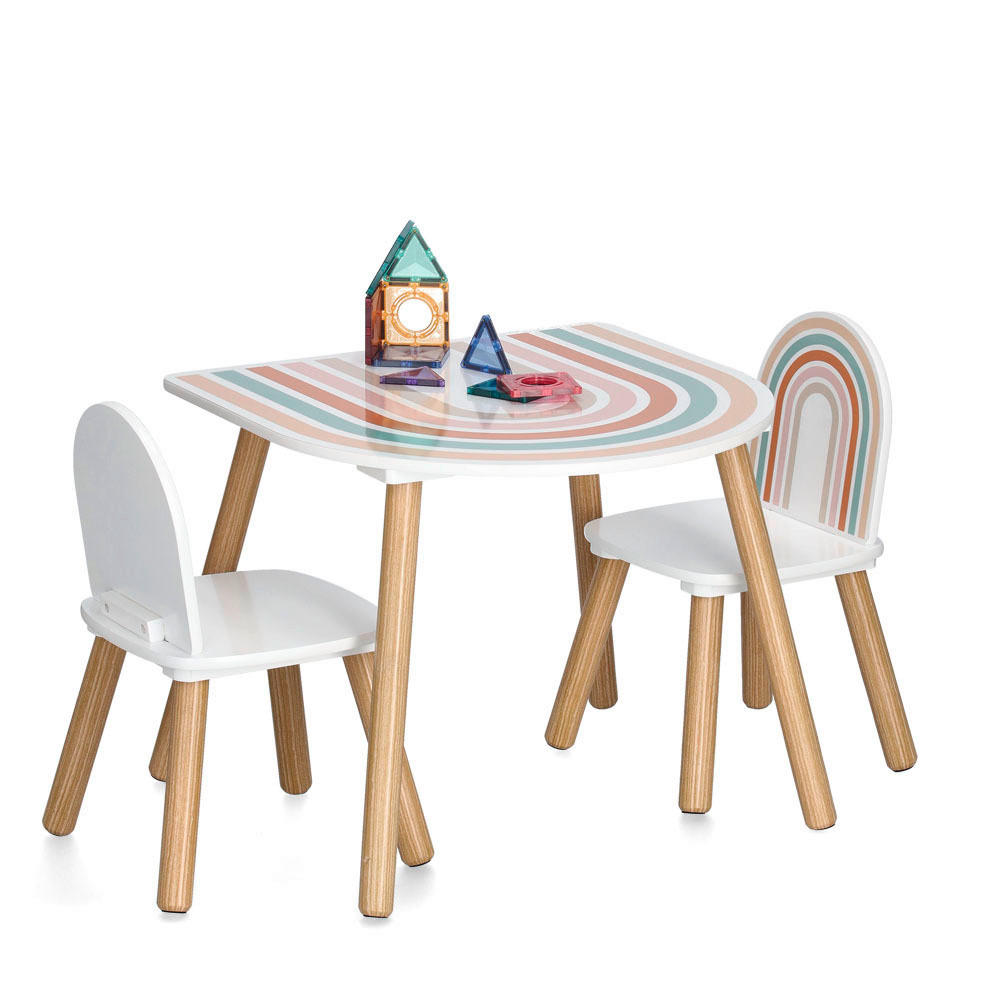 KINDERSITZGRUPPE Rainbow Weiß, Kieferfarben - Weiß/Kieferfarben, Basics, Holz/Holzwerkstoff (55/55/45cm) - Zeller Present
