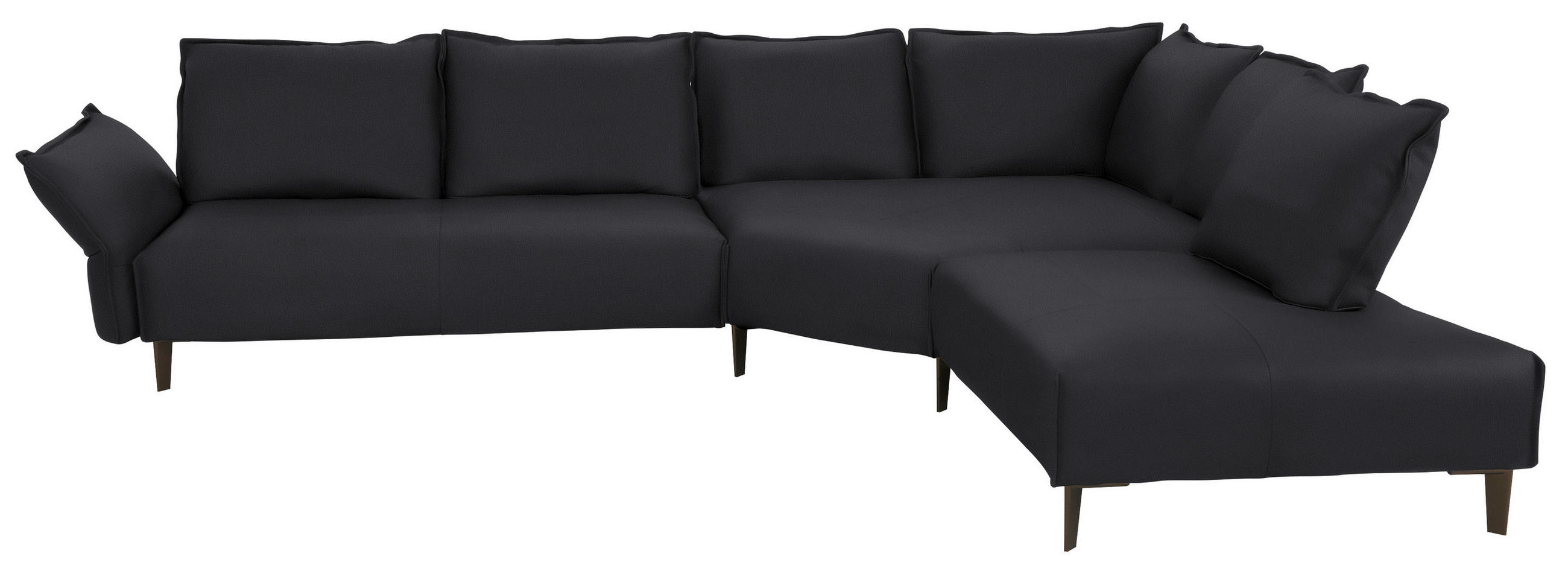 ECKSOFA in Echtleder Schwarz  - Schwarz, Design, Leder/Metall (340/272cm) - W.Schillig