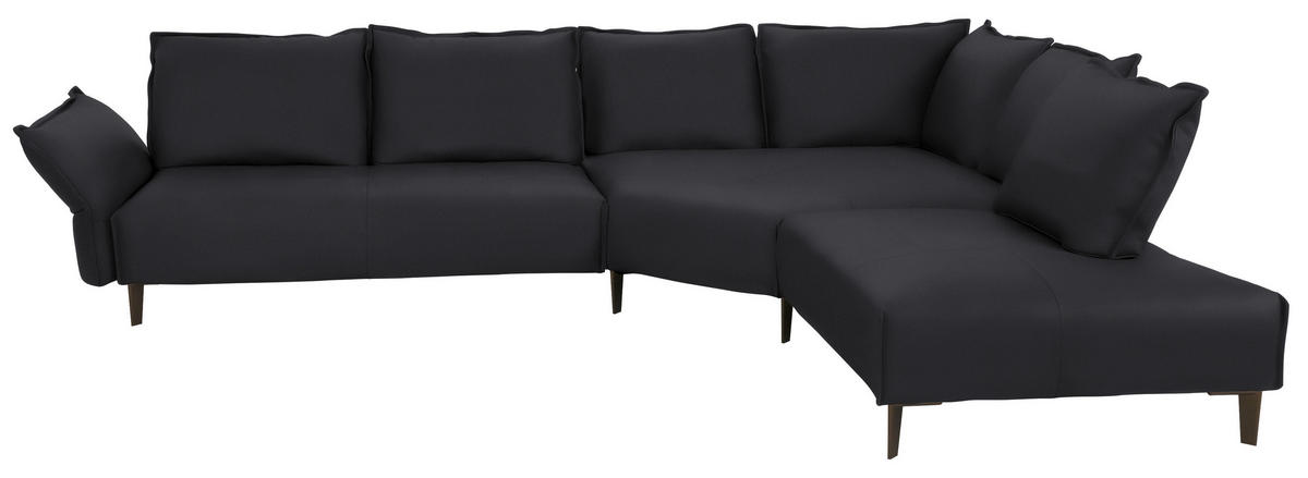 ECKSOFA in Echtleder Schwarz  - Schwarz, Design, Leder/Metall (340/272cm) - W.Schillig