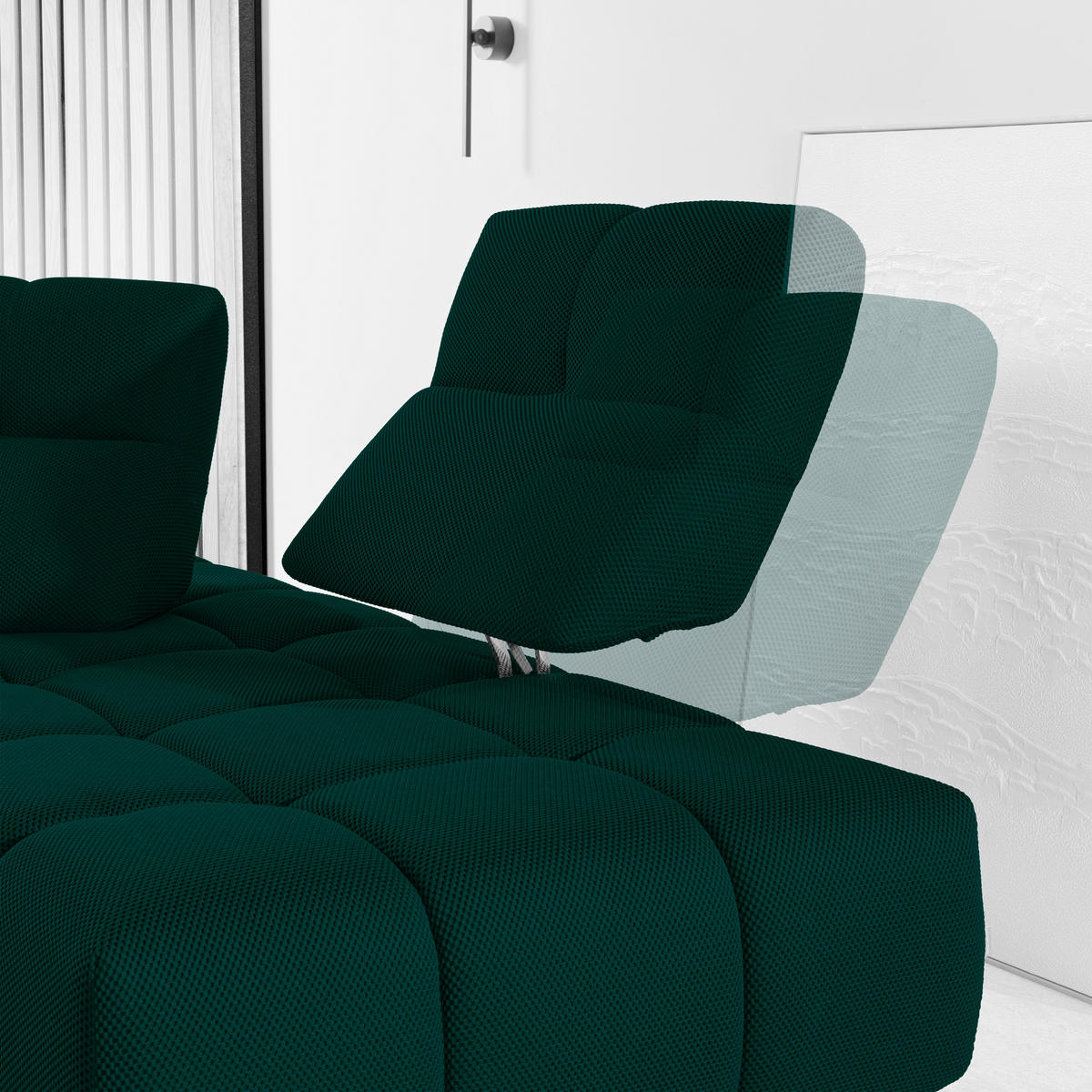 ECKSOFA in Struktur Petrol  - Petrol/Schwarz, Design, Kunststoff/Textil (313/233cm) - Emilio Belluti