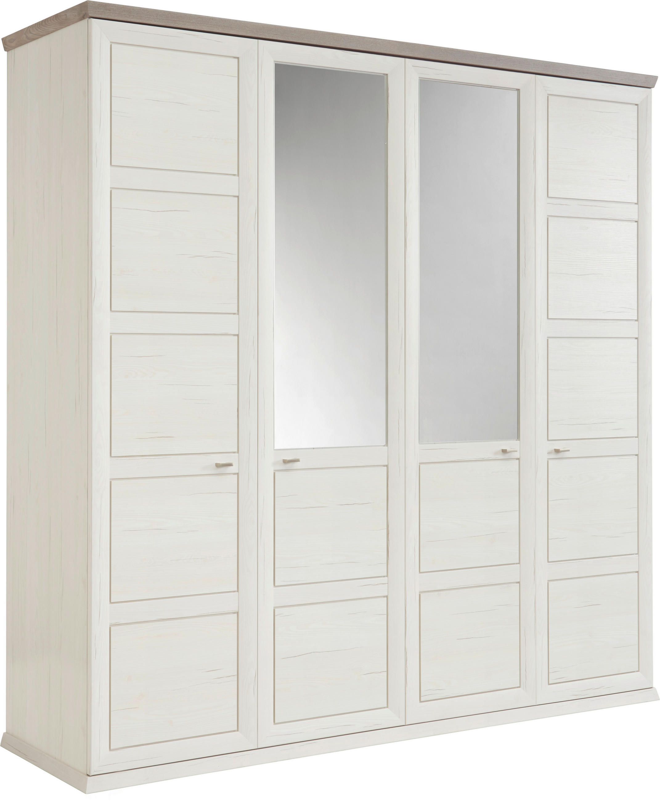 NYÍLÓAJTÓS SZEKRÉNY szürke, fehér  - nikkel/fehér, Lifestyle, faalapú anyag/Üveg (205/209/60cm) - Hom`in