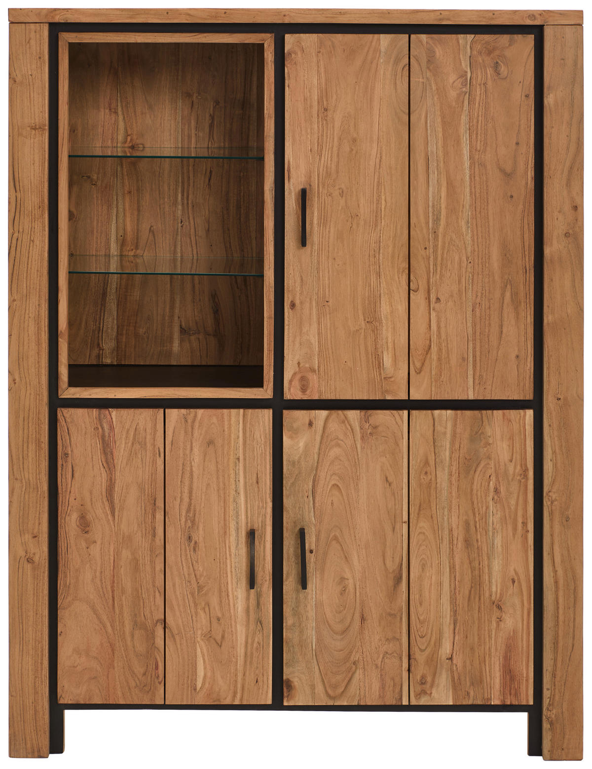 HIGHBOARD  in 115/150/40 cm  - Schwarz/Akaziefarben, Natur, Glas/Holz (115/150/40cm) - Livetastic