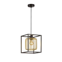 HÄNGLAMPA Caydo 23/23/160 cm  - svart/guldfärgad, Klassisk, metall (23/23/160cm) - Fischer & Honsel