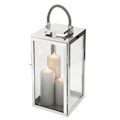 WINDLICHT  - Silberfarben, Basics, Glas/Metall (24/48/24cm) - Fink