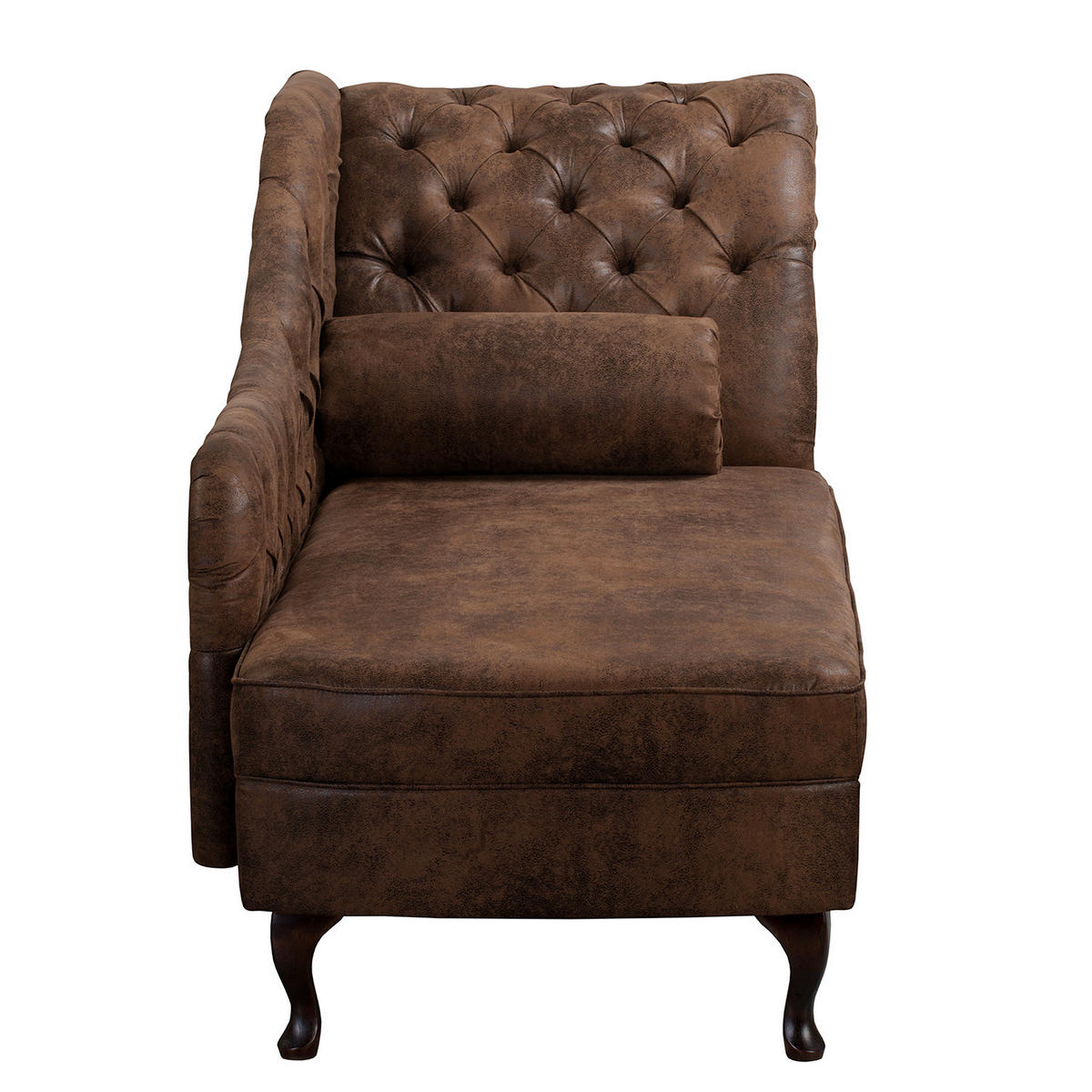 RÉCAMIERE Lederlook Dunkelbraun  - Dunkelbraun/Braun, Design, Holz/Textil (185/93/75cm) - Livetastic