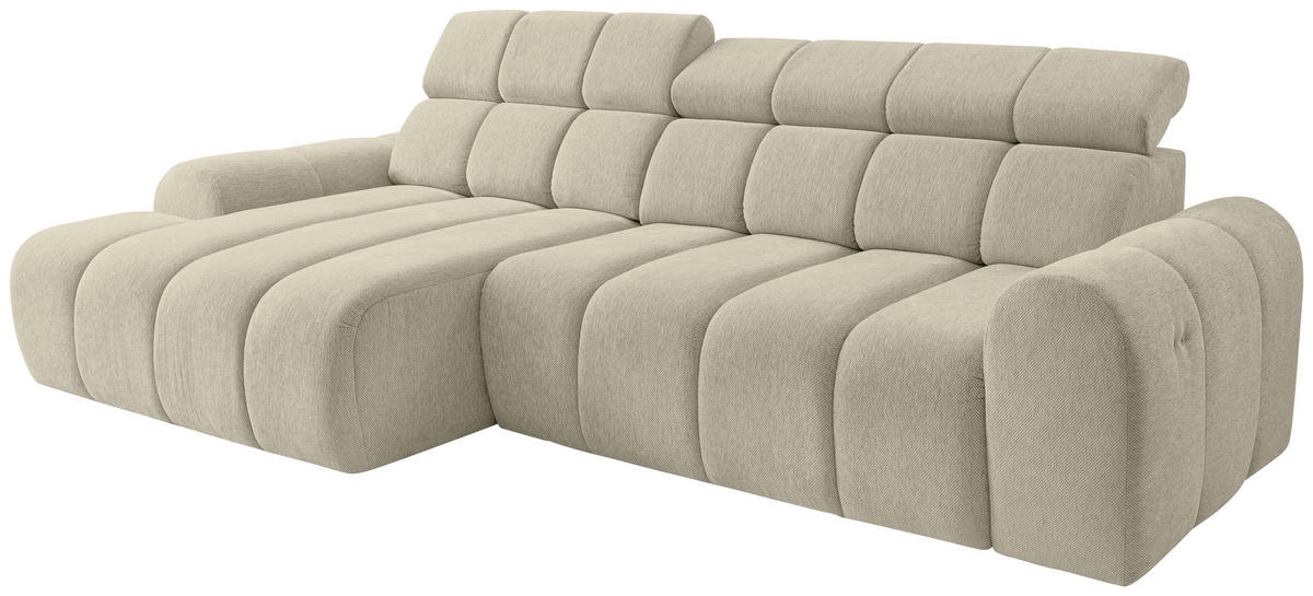 ECKSOFA  in Chenille Beige  152/290 cm  - Beige/Schwarz, Design, Kunststoff/Textil (152/290cm) - Stylife