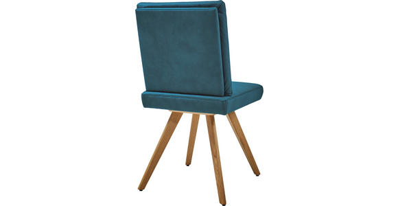 STUHL in Mikrofaser Holz, Textil - Eichefarben/Petrol, Design, Holz/Textil (46/94/58cm) - Dieter Knoll