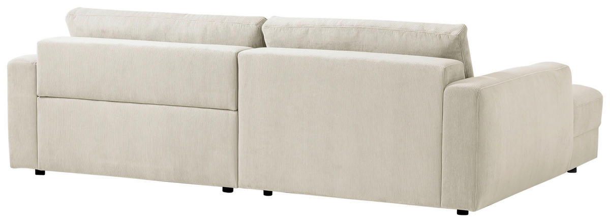 ECKSOFA Cord Creme  - Creme/Schwarz, Modern, Textil (176/250cm) - Trendmanufaktur