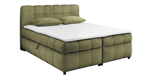 BOXBETT 180/200 cm,  in Grün, Bettkasten, Topper, H2 + H2 = mittel  - Schwarz/Grün, Design, Kunststoff/Textil (180/200cm) - Esposa