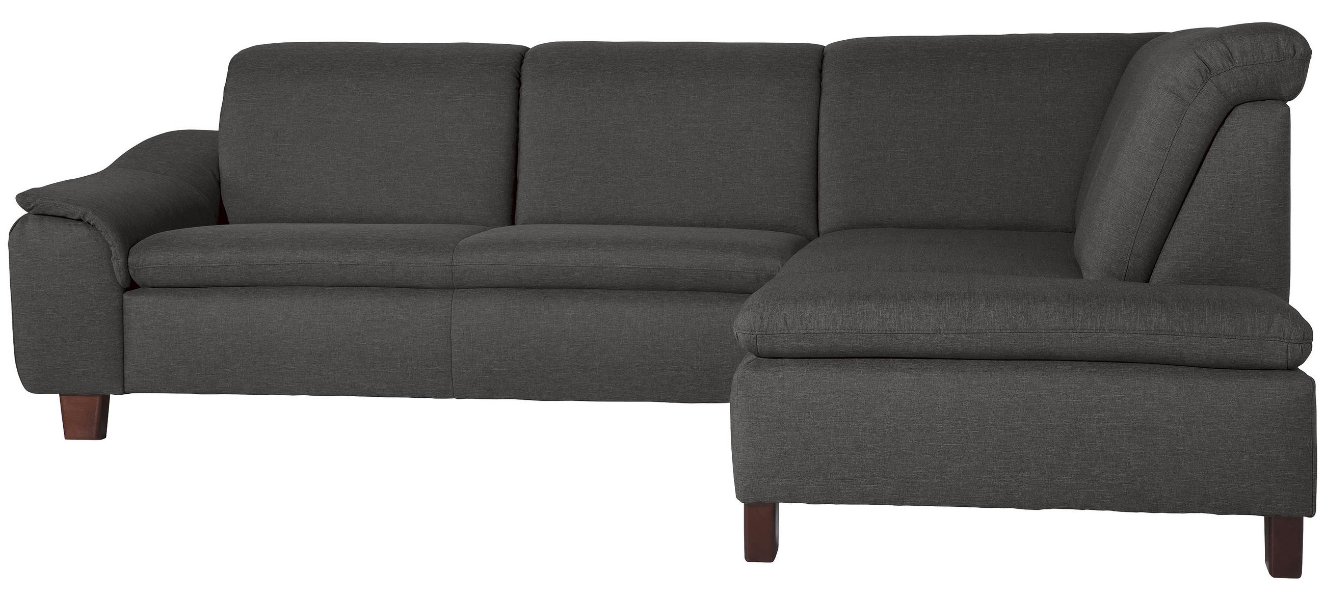 ECKSOFA Anthrazit Flachgewebe  - Anthrazit/Nussbaumfarben, Design, Holz/Textil (247/187cm) - Max Winzer