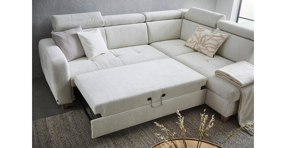 ECKSOFA Weiß Samt - Weiß/Bronzefarben, Design, Holz/Textil (261/206cm) - Venda