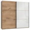 SCHWEBETÜRENSCHRANK in Weiss, Eichefarben  - Chromfarben/Weiss, Modern, Holzwerkstoff (250/236/65cm) - MID.YOU